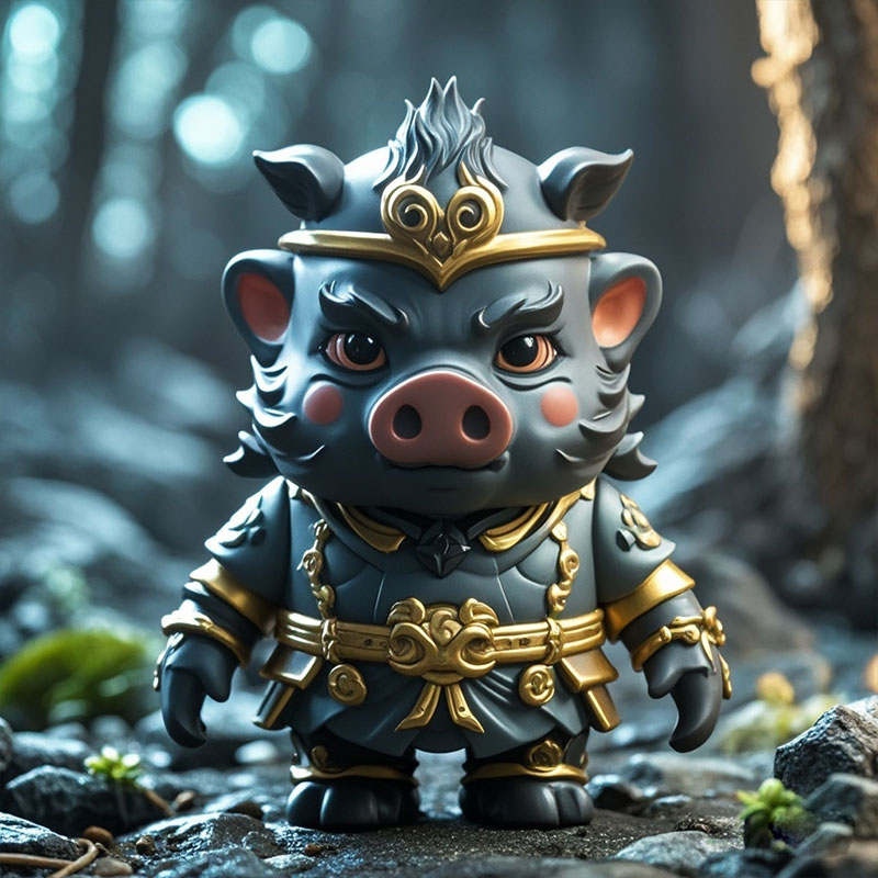 定制Q版黑暗風八戒野豬塑膠PVC游戲角色盲盒手辦桌面擺件